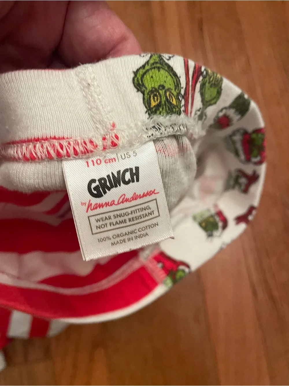Hanna Andersson White Pajama Set with Red & Green Grinch Print